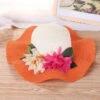 Art Orange Floral Straw Woven Floppy Sun Hat LY526 -Ada Fashion Art Orange Floral Straw Woven Floppy Sun Hat1
