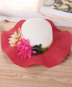 Art Orange Floral Straw Woven Floppy Sun Hat LY526 -Ada Fashion Art Orange Floral Straw Woven Floppy Sun Hat5