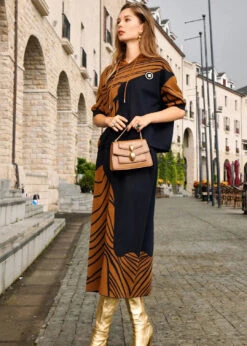 Print Wool Knit Hooded Top And Skirts Two Pieces Set -Ada Fashion Art Orange Print Wool Knit Hooded Top And Skirts Two Pieces Set Fall Ada Fashion 177536695