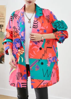 Art Original Design Lapel Print Spandex Coats Fall LY9252