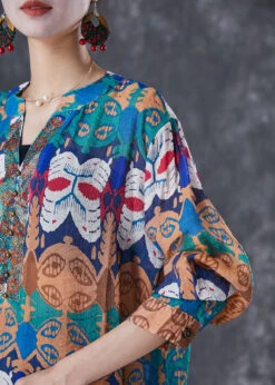 Art Print Oversized Rivet Cotton Shirts And Denim Pants Two Pieces Set Summer TD1034 -Ada Fashion Art Print Oversized Rivet Cotton Shirts And Denim Pants Two Pieces Set Summer5