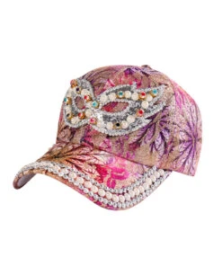 Art Purple Zircon Pearl Embroideried Silk Baseball Cap Hat LY531 -Ada Fashion Art Purple Zircon Pearl Embroideried Silk Baseball Cap Hat5