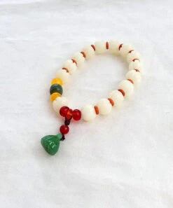 Art White Bodhi Root Chalcedony Coloured Glaze Agate Charm Bracelet ML0594 -Ada Fashion Art White Bodhi Root Chalcedony Coloured Glaze Agate Charm Bracelet Ada Fashion 162759139