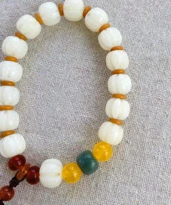 Art White Bodhi Root Chalcedony Coloured Glaze Agate Charm Bracelet ML0594 -Ada Fashion Art White Bodhi Root Chalcedony Coloured Glaze Agate Charm Bracelet Ada Fashion 162759225