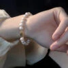Art White Copper Overgild Pearl Chain Bracelet ML0236 -Ada Fashion Art White Copper Overgild Pearl Chain Bracelet Ada Fashion 161800155