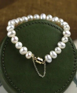 Art White Copper Overgild Pearl Chain Bracelet ML0236 -Ada Fashion Art White Copper Overgild Pearl Chain Bracelet Ada Fashion 161800386