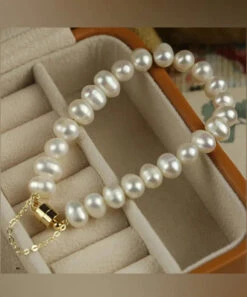 Art White Copper Overgild Pearl Chain Bracelet ML0236 -Ada Fashion Art White Copper Overgild Pearl Chain Bracelet Ada Fashion 161800496