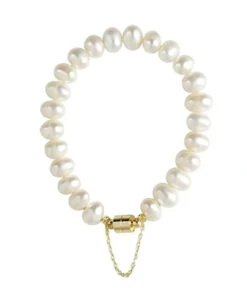 Art White Copper Overgild Pearl Chain Bracelet ML0236 -Ada Fashion Art White Copper Overgild Pearl Chain Bracelet Ada Fashion 161800529