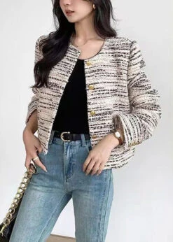 Beautiful Apricot O Neck Button Patchwork Woolen Coats Fall LY9632 -Ada Fashion Beautiful Apricot O Neck Button Patchwork Woolen Coats Fall5