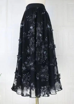 Beautiful Coffee Embroidered High Waist Tulle Skirts Spring HA1010 -Ada Fashion Beautiful Coffee Embroidered High Waist Tulle Skirts Spring HA1010 Ada Fashion 182937723