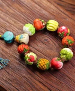 Beautiful Colorblock Hand Knitting Fruit And Vegetable Tassel Bracelet ML0676 -Ada Fashion Beautiful Colorblock Hand Knitting Fruit And Vegetable Tassel Bracelet Ada Fashion 162805489