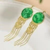 Beautiful Green Sterling Silver Tie Dye Round Tassel Jadeite Drop Earrings LY7822 -Ada Fashion Beautiful Green Sterling Silver Tie Dye Round Tassel Jadeite Drop Earrings1 293c3ad0 4154 4500 8c28 5aba356470e0