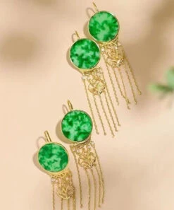 Beautiful Green Sterling Silver Tie Dye Round Tassel Jadeite Drop Earrings LY7822 -Ada Fashion Beautiful Green Sterling Silver Tie Dye Round Tassel Jadeite Drop Earrings4 c61b4ff1 81ee 42be 82cf 1f953d664a30
