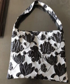 Beautiful Grey Flower Jacquard Square Spandex Satchel Handbag LY1790 -Ada Fashion Beautiful Grey Flower Jacquard Square Spandex Satchel Handbag4