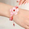 Beautiful Light Pink Coloured Glaze Shell Flower Cat's Eye Garnet Charm Bracelet ML0657 -Ada Fashion Beautiful Light Pink Coloured Glaze Shell Flower Cat s Eye Garnet Charm Bracelet Ada Fashion 162813286