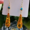 Beautiful Orange Amber Water Drop Drop Earrings LY7815