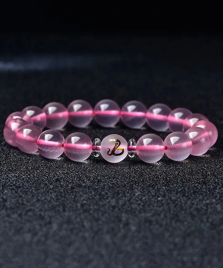 Beautiful Pink Crystal The Twelve Chinese Zodiac Signs Bracelet ML1343 3 Beautiful Pink Crystal The Twelve Chinese Zodiac Signs Bracelet ML1343