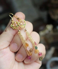 Beautiful Rainbow Gem Stone Tassel Drop Earrings ML0347 -Ada Fashion Beautiful Rainbow Gem Stone Tassel Drop Earrings Ada Fashion 161831537