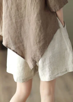 Beige Pockets Patchwork Linen Hot Pants Elastic Waist Summer LY0603 -Ada Fashion Beige Pockets Patchwork Linen Hot Pants Elastic Waist Summer3 e278f874 7b5e 43a4 a3c4 0725adb6d8b4
