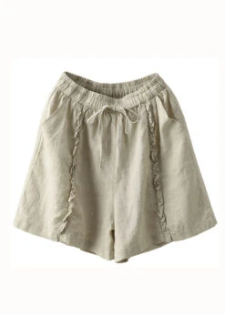 Beige Pockets Patchwork Linen Hot Pants Elastic Waist Summer LY0603 -Ada Fashion Beige Pockets Patchwork Linen Hot Pants Elastic Waist Summer5 8011620f 6380 416b 87f5 1216be32185c