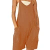 Big Yards Pocket Brown Suspenders Jumpsuits Overalls LY3886 -Ada Fashion Big Yards Pocket Brown Suspenders Jumpsuits Overalls1