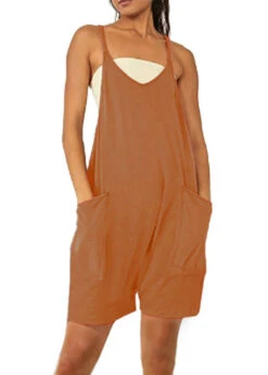 Big Yards Pocket Brown Suspenders Jumpsuits Overalls LY3886