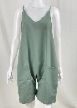 Big Yards Pocket Brown Suspenders Jumpsuits Overalls LY3886 -Ada Fashion Big Yards Pocket Brown Suspenders Jumpsuits Overalls3