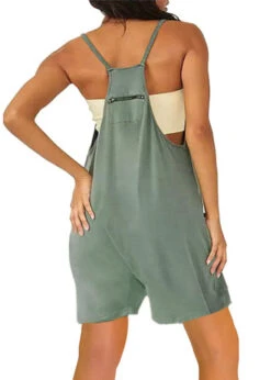 Big Yards Pocket Brown Suspenders Jumpsuits Overalls LY3886 -Ada Fashion Big Yards Pocket Brown Suspenders Jumpsuits Overalls5