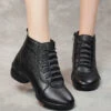 Black Ankle Boots Chunky Faux Leather New Splicing Zippered ML1707 -Ada Fashion Black Ankle Boots Chunky Faux Leather New Splicing Zippered1 ac5b1ab6 0d1c 429a 8b7e 717b6418f1e7