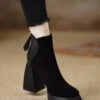 Black Boots Chunky Suede Classy Splicing Zippered ML1722 -Ada Fashion Black Boots Chunky Suede Classy Splicing Zippered1 c2cbe702 a8d4 4da7 a0cf 081a7a73cc8d