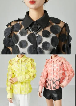 Black Hollow Out Tulle Blouse Tops Peter Pan Collar Summer LY2428 -Ada Fashion Black Hollow Out Tulle Blouse Tops Peter Pan Collar Summer5