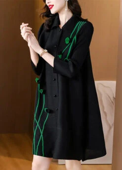 Black Peter Pan Collar Mid Shirts Dresses Fall ML0916 -Ada Fashion Black Peter Pan Collar Mid Shirts Dresses Fall Ada Fashion 164363455