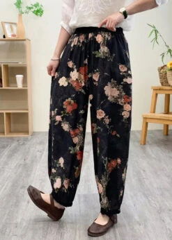 Black Print Silk Linen Lantern Pants Summer LY7556 9 Black Print Silk Linen Lantern Pants Summer LY7556 -Ada Fashion Black Print Silk Linen Lantern Pants Summer3 d5a44cb0 83da 49af ac7d 594ed829d5ca