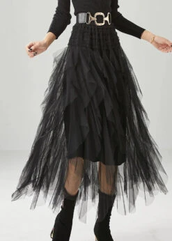 Black Slim Fit Tulle Holiday Skirts Summer ML1215