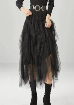 Black Slim Fit Tulle Holiday Skirts Summer ML1215 -Ada Fashion Black Slim Fit Tulle Holiday Skirts Summer Ada Fashion 165096176