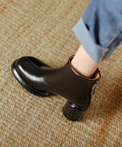 Black Splicing Stylish Cowhide Leather Chunky Boots ML1715 -Ada Fashion Black Splicing Stylish Cowhide Leather Chunky Boots3 de527512 77c4 4cfb b413 a27f9a5a9e6d