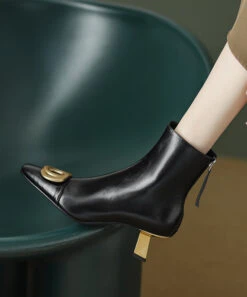 Black Zippered Classy Splicing Cowhide Leather High Heel Boots ML1713 -Ada Fashion Black Zippered Classy Splicing Cowhide Leather High Heel Boots3 82275281 54ab 48b5 b761 1b5f090895f7