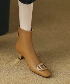 Black Zippered Classy Splicing Cowhide Leather High Heel Boots ML1713 -Ada Fashion Black Zippered Classy Splicing Cowhide Leather High Heel Boots4 b8ca8c90 2e46 4452 bb47 982a534bf43d