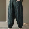 Blackish Green Tie Waist Cozy Crop Pants LY6921 -Ada Fashion Blackish Green Tie Waist Cozy Crop Pants1