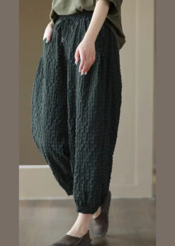 Blackish Green Tie Waist Cozy Crop Pants LY6921 -Ada Fashion Blackish Green Tie Waist Cozy Crop Pants4