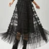 Bohemian Black Ruffled Tulle Vacation Skirts Fall ML1234