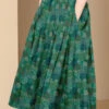Bohemian Green Wrinkled Pockets Print Patchwork Silk Skirts Summer LY4590 -Ada Fashion Bohemian Green Wrinkled Pockets Print Patchwork Silk Skirts Summer1