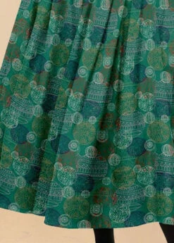 Bohemian Green Wrinkled Pockets Print Patchwork Silk Skirts Summer LY4590 -Ada Fashion Bohemian Green Wrinkled Pockets Print Patchwork Silk Skirts Summer4