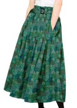 Bohemian Green Wrinkled Pockets Print Patchwork Silk Skirts Summer LY4590 -Ada Fashion Bohemian Green Wrinkled Pockets Print Patchwork Silk Skirts Summer5