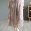Bohemian Pink Elastic Waist Dot Print Chiffon Skirts Summer LY7207 -Ada Fashion Bohemian Pink Elastic Waist Dot Print Chiffon Skirts Summer1