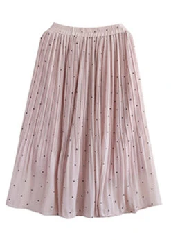 Bohemian Pink Elastic Waist Dot Print Chiffon Skirts Summer LY7207 -Ada Fashion Bohemian Pink Elastic Waist Dot Print Chiffon Skirts Summer5