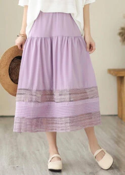 Bohemian Purple Hollow Out Patchwork Cotton Skirts Summer LY7300 -Ada Fashion Bohemian Purple Hollow Out Patchwork Cotton Skirts Summer2