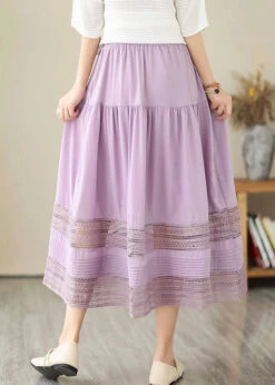 Bohemian Purple Hollow Out Patchwork Cotton Skirts Summer LY7300 -Ada Fashion Bohemian Purple Hollow Out Patchwork Cotton Skirts Summer5