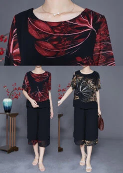 Bohemian Red Print Oversized Chiffon Two Piece Set Women Clothing Summer LY3628 -Ada Fashion Bohemian Red Print Oversized Chiffon Two Piece Set Women Clothing Summer5