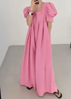 Bohemian Rose Square Collar Oversized Linen Jumpsuits Wide Leg Pants Summer LY1317 -Ada Fashion Bohemian Rose Square Collar Oversized Linen Jumpsuits Wide Leg Pants Summer3